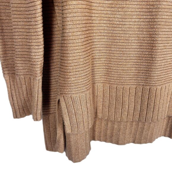 Tan Beige Cotton Viscose Sweater Womens L Tunic Length Old Navy - Picture 2 of 5